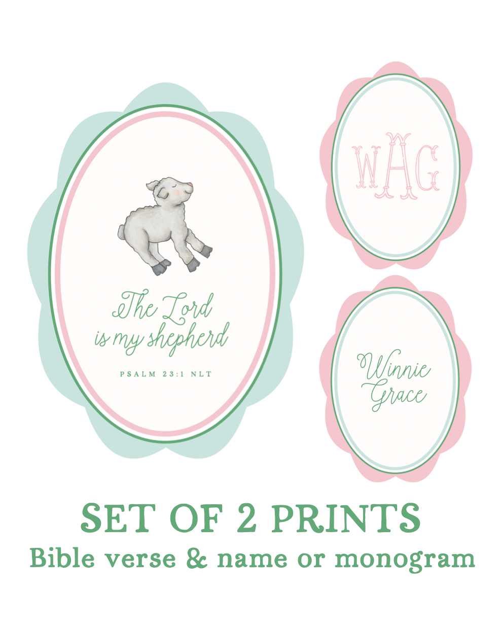 Set of 2 Custom Art Prints | Psalm 23:1