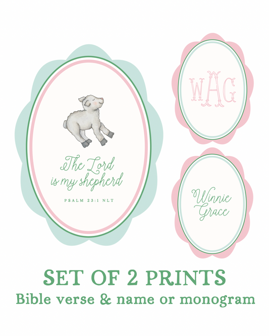 Set of 2 Custom Art Prints | Psalm 23:1