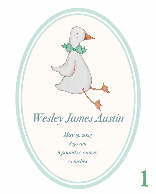 Custom Baby Boy Birth Announcement Art Print | Multiple Designs Available